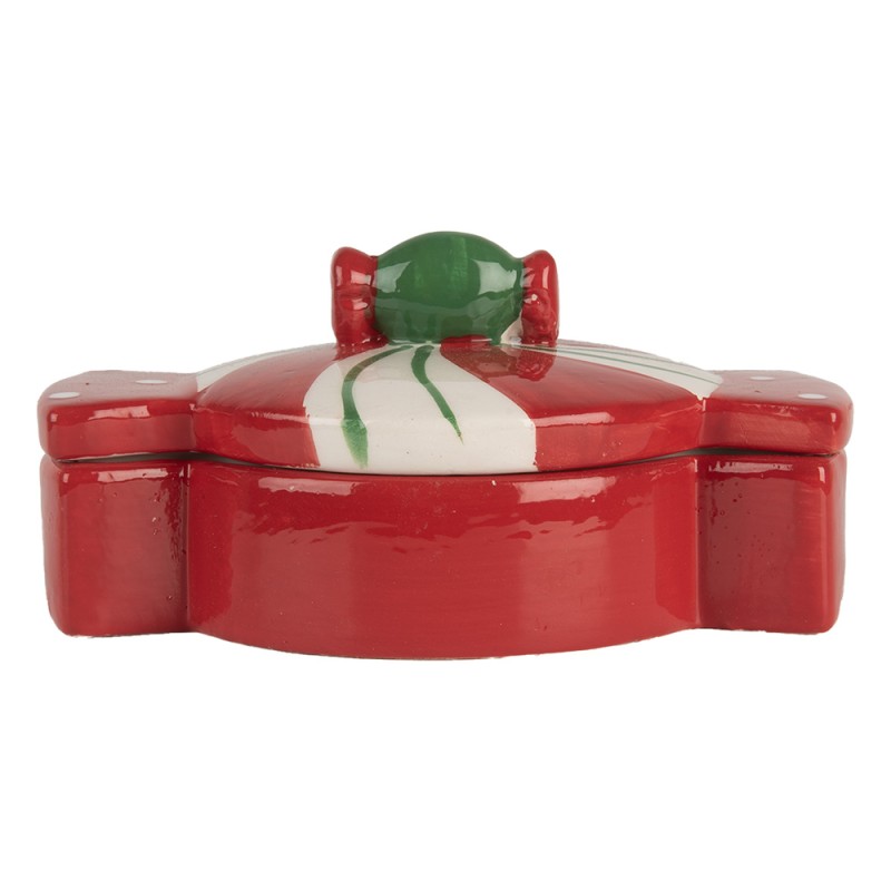 Clayre & Eef Vorratsglas 14x10x8 cm Rot Weiß Keramik