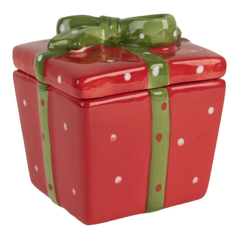 Clayre & Eef Barattolo di stoccaggio  Regalo 9x9x11 cm Rosso Ceramica