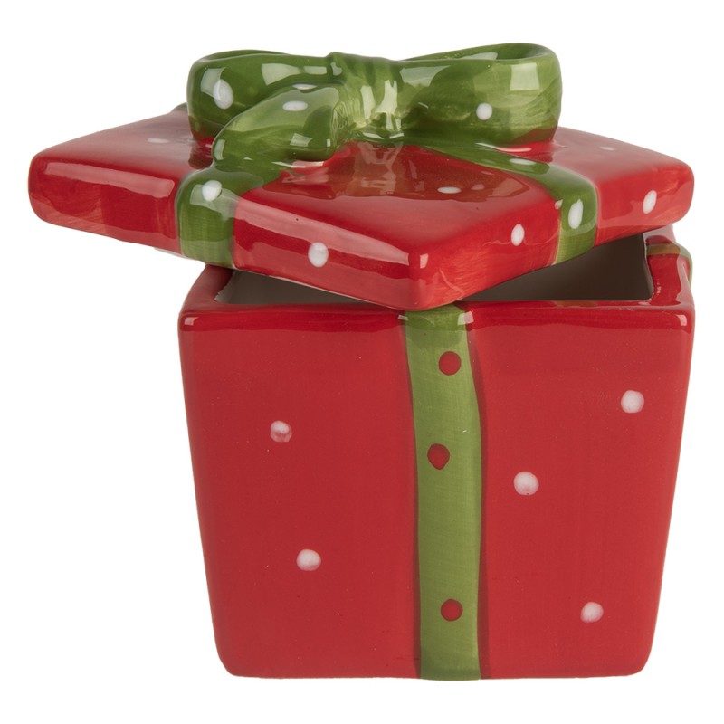 Clayre & Eef Barattolo di stoccaggio  Regalo 9x9x11 cm Rosso Ceramica