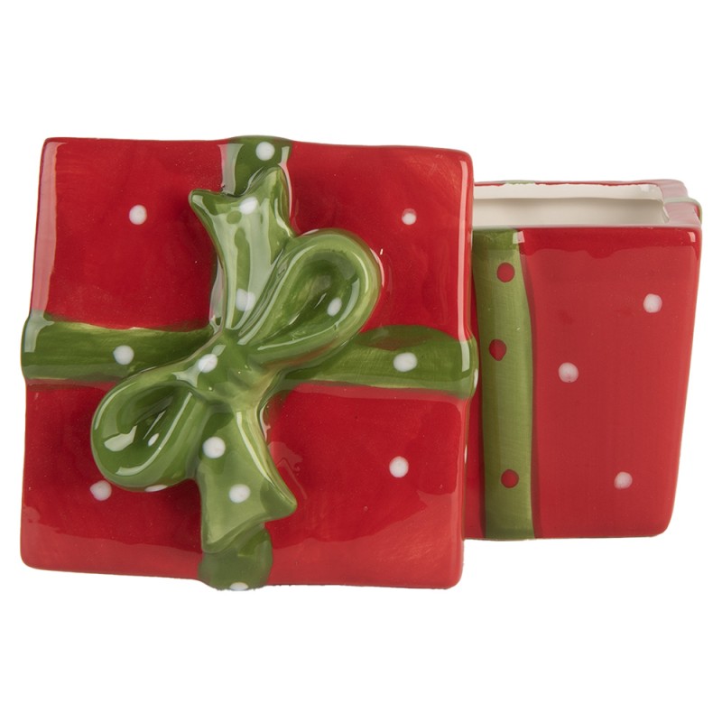 Clayre & Eef Barattolo di stoccaggio  Regalo 9x9x11 cm Rosso Ceramica
