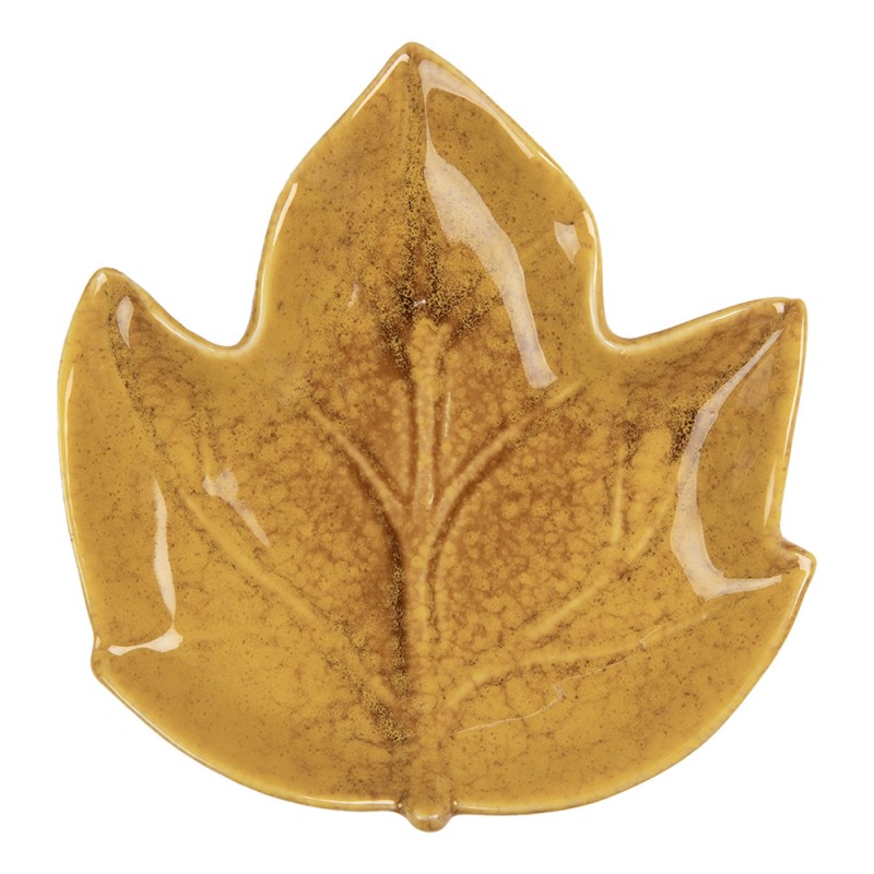 Clayre & Eef Decorative Bowl Leaf 14x13x2 cm Yellow Ceramic