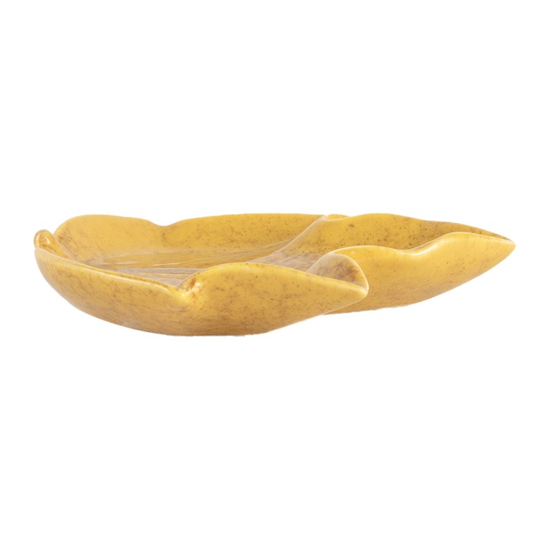 Clayre & Eef Decorative Bowl Leaf 14x13x2 cm Yellow Ceramic