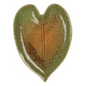 Clayre & Eef Bol de décoration Feuille 15x11x2 cm Vert Céramique