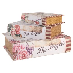 Clayre & Eef Scatola di archiviazione set di 3 27/22/ 17 cm Beige Legno  Bicicletta