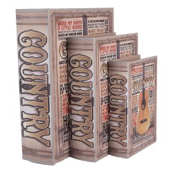 Clayre & Eef Scatola di archiviazione set di 3 Libri 27 /22 /17 cm Beige Legno
