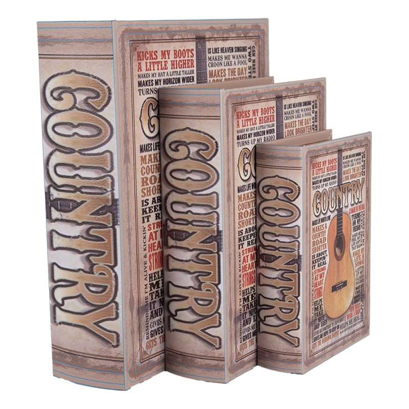 Clayre & Eef Scatola di archiviazione set di 3 Libri 27 /22 /17 cm Beige Legno