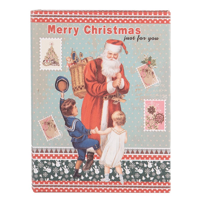 Clayre & Eef Storage Box Set of 3 Books 27 /22 /17 cm Blue Wood Santa Claus