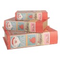 Clayre & Eef Scatola di archiviazione set di 3 Libri 27 /22 /17 cm Rosso Legno  Babbo Natale