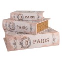 Clayre & Eef Storage Box Set of 3 Books 27 /22 /17 cm Beige Wood