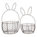 Clayre & Eef Decorative Basket Set of 2 Ø 33x55 / Ø 27x45 cm Brown Metal Rabbit