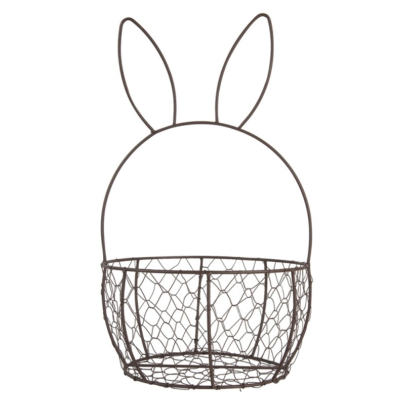 Clayre & Eef Decorative Basket Set of 2 Ø 33x55 / Ø 27x45 cm Brown Metal Rabbit