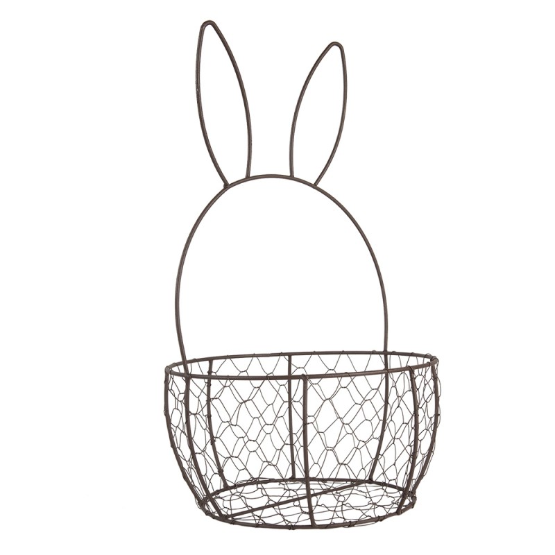 Clayre & Eef Decorative Basket Set of 2 Ø 33x55 / Ø 27x45 cm Brown Metal Rabbit