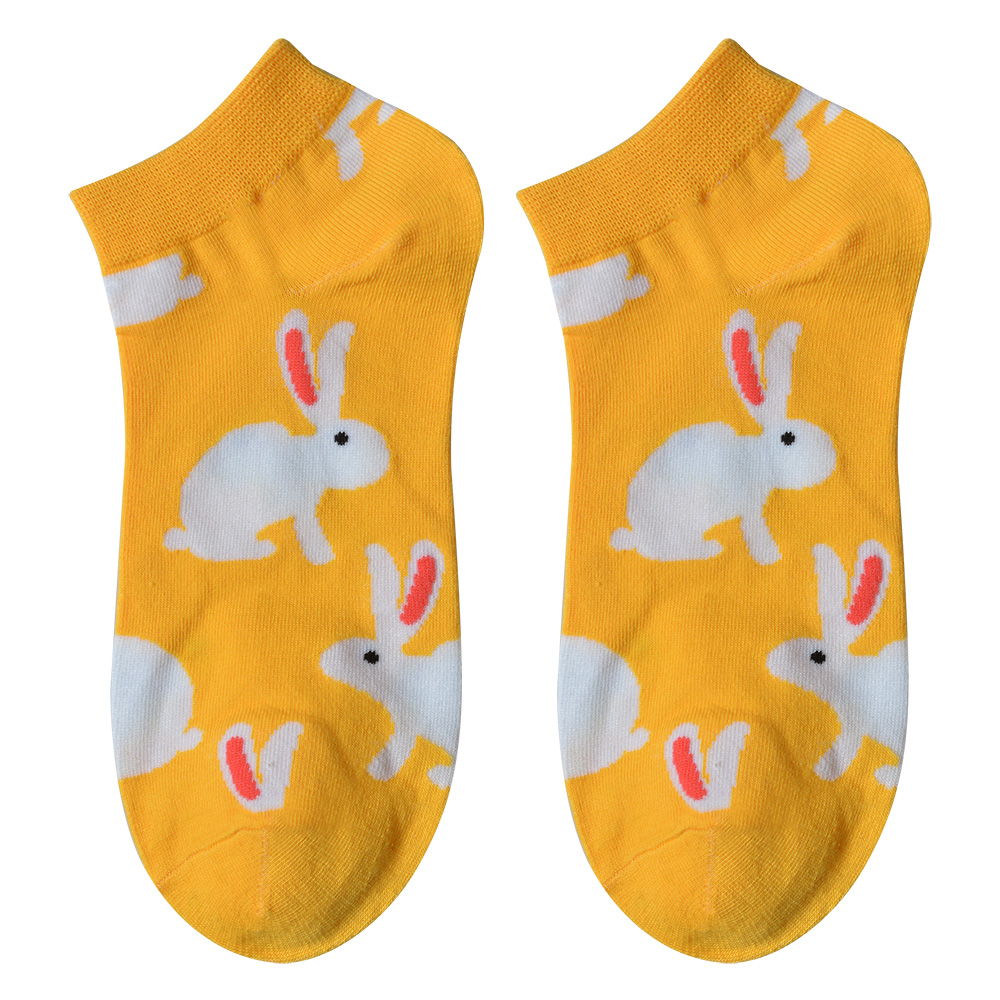 Clayre & Eef Grappige Sokken one size Geel Polyester Konijn afbeelding