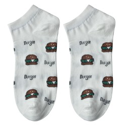 Clayre & Eef Funny Socks one size White Polyester Hamburgers