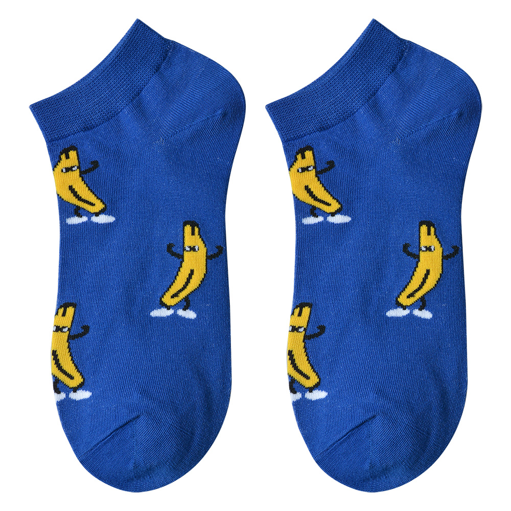 Clayre&Eef Grappige Sokken one size Blauw Polyester Bananen afbeelding