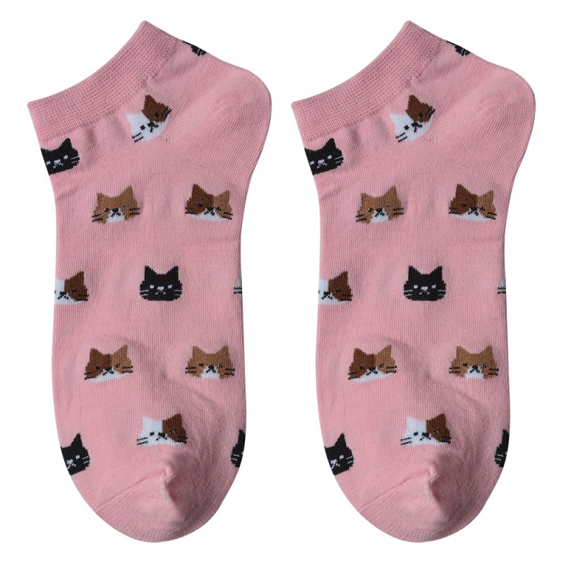 Clayre & Eef Funny Socks one size Pink Polyester Cats