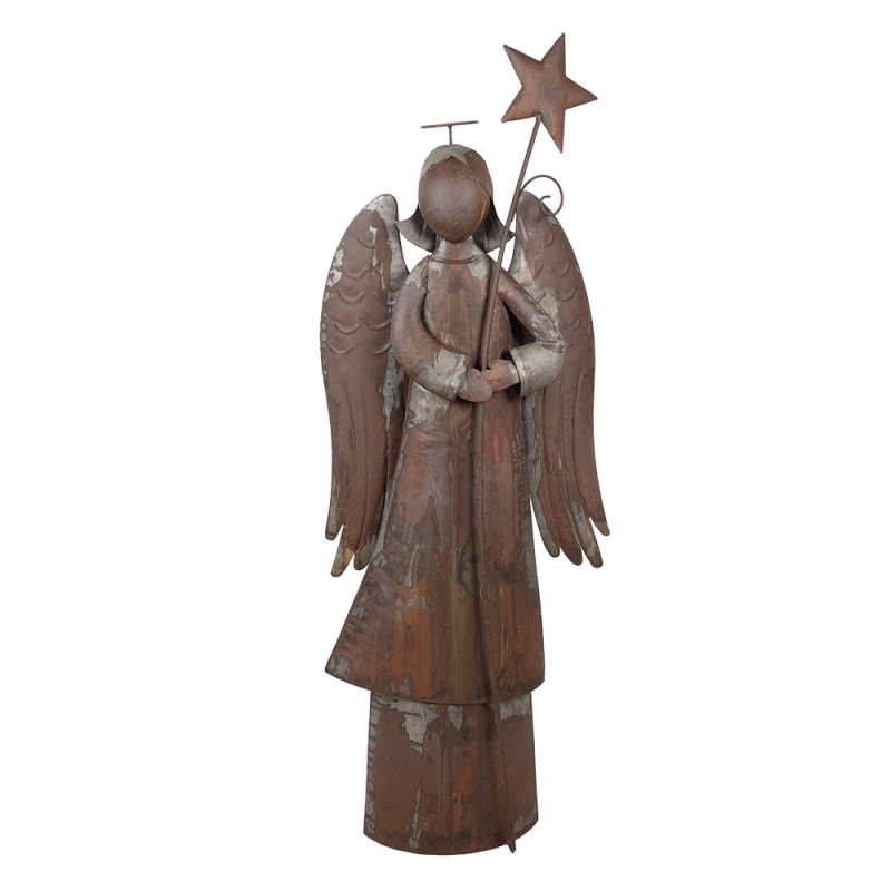 Clayre & Eef Kerstdecoratie Beeld Engel 48x18x133 cm Bruin Metaal