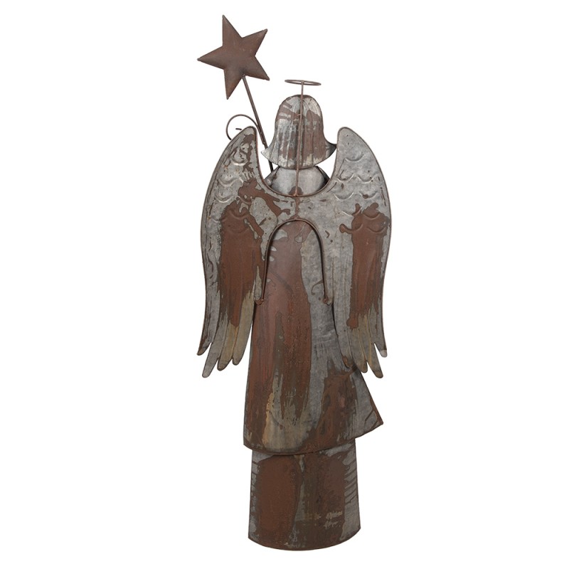 Clayre & Eef Kerstdecoratie Beeld Engel 48x18x133 cm Bruin Metaal