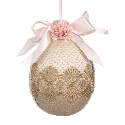 Clayre & Eef Ciondolo di Pasqua Uovo Ø 11x14 cm Beige Tessuto su plastica