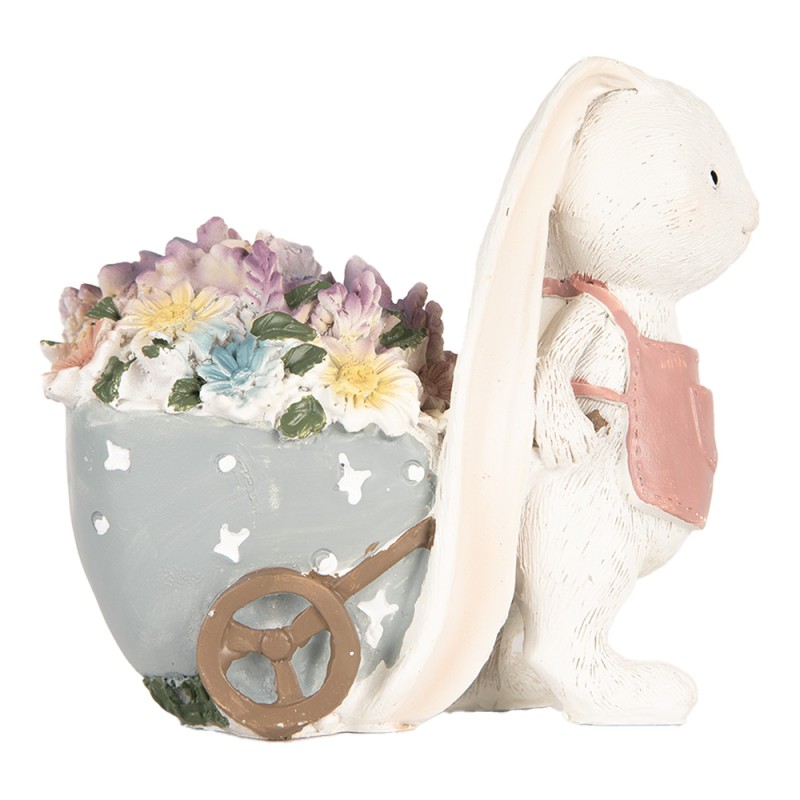 Clayre & Eef Figurine décorative Lapin 11x6x10 cm Blanc Plastique