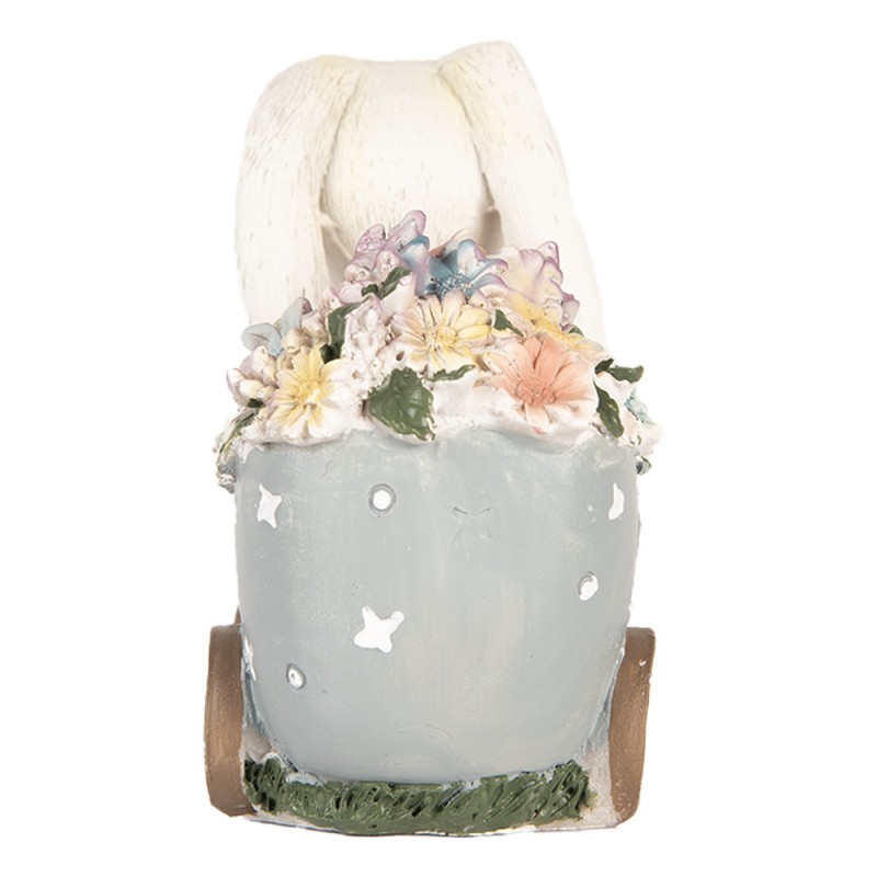 Clayre & Eef Figurine décorative Lapin 11x6x10 cm Blanc Plastique