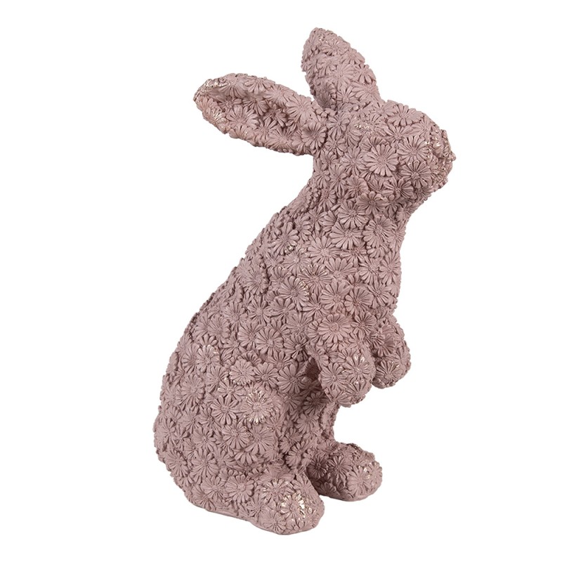 Clayre & Eef Statuetta decorativa Coniglio 19x11x26 cm Rosa Plastica
