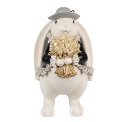 Clayre & Eef Figurine décorative Lapin 22 cm Blanc Plastique
