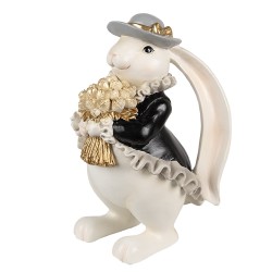 Clayre & Eef Figurine décorative Lapin 22 cm Blanc Plastique