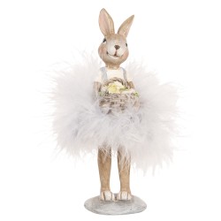Clayre & Eef Figurine décorative Lapin 17 cm Beige Plastique