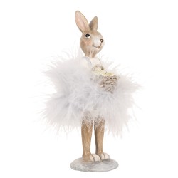 Clayre & Eef Figurine décorative Lapin 17 cm Beige Plastique