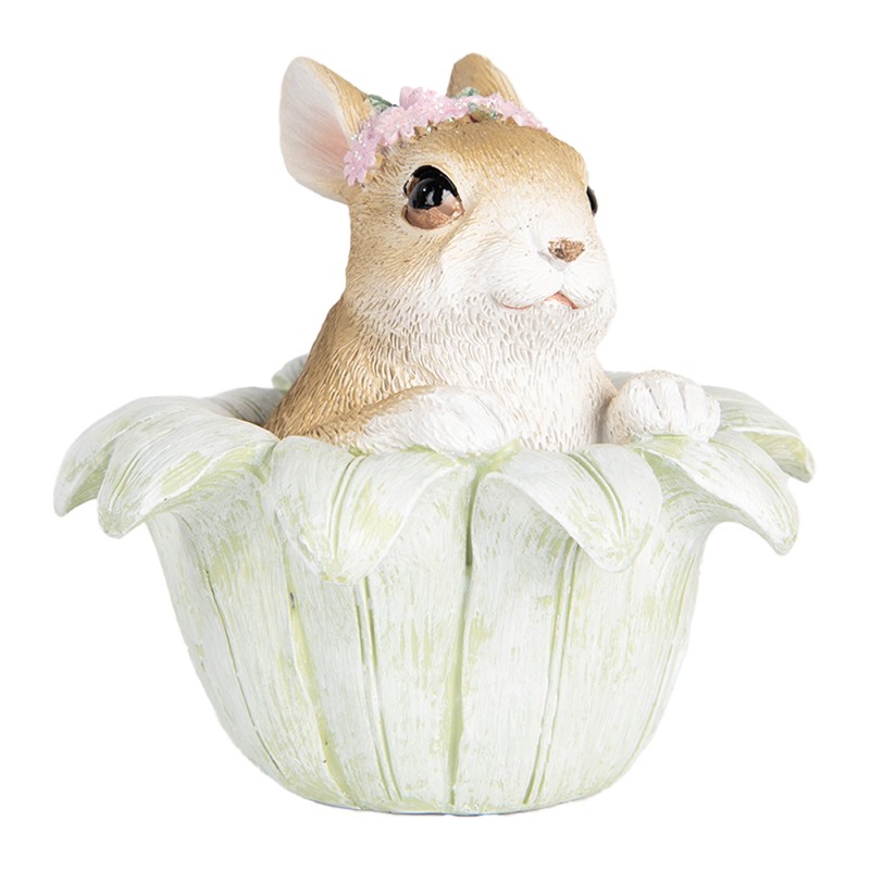Clayre & Eef Figurine décorative Lapin 12x12x12 cm Beige Plastique