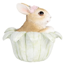Clayre & Eef Figurine décorative Lapin 12x12x12 cm Beige Plastique