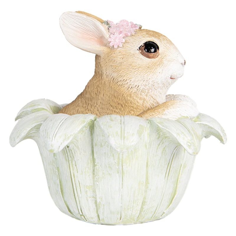 Clayre & Eef Figurine décorative Lapin 12x12x12 cm Beige Plastique