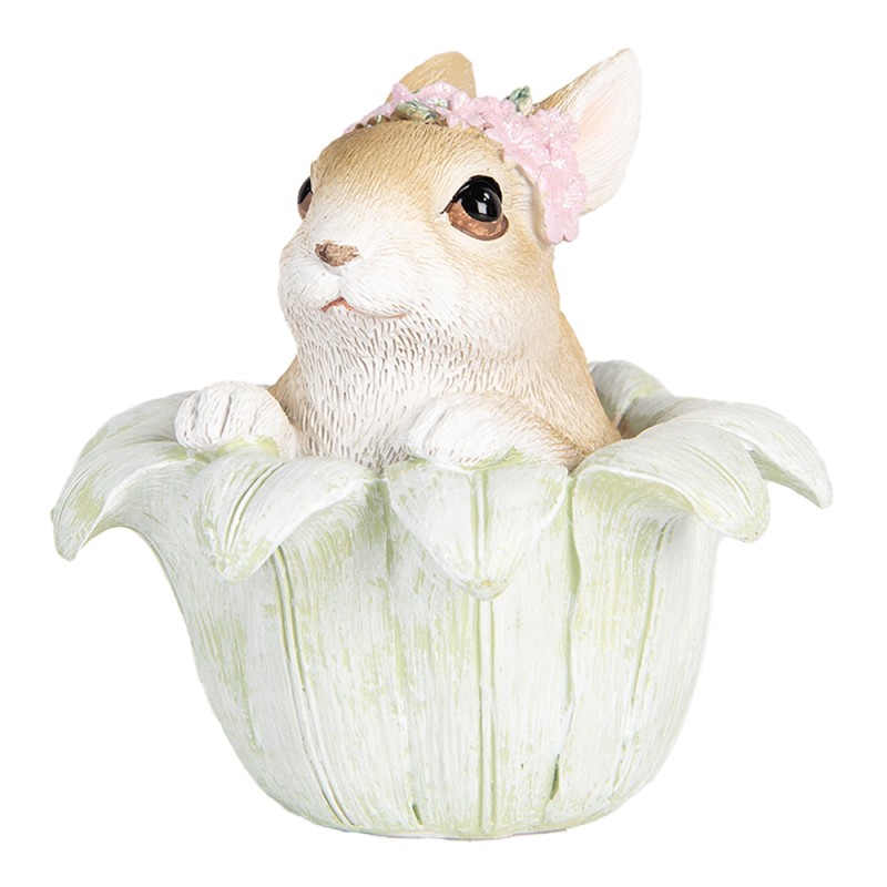 Clayre & Eef Figurine décorative Lapin 12x12x12 cm Beige Plastique
