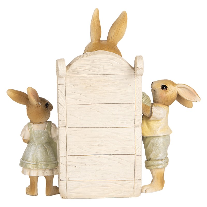 Clayre & Eef Decoratie Beeld Konijnen 18x11x17 cm Beige Kunststof