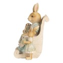 Clayre & Eef Decoratie Beeld Konijnen 18x11x17 cm Beige Kunststof