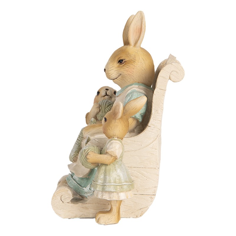 Clayre & Eef Decoratie Beeld Konijnen 18x11x17 cm Beige Kunststof