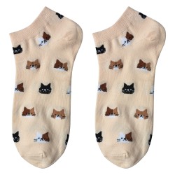 Clayre & Eef Funny Socks one size Beige Polyester Cats