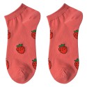 Clayre & Eef Grappige Sokken one size Rood Polyester Aardbeien