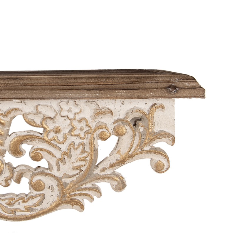 Clayre & Eef Wandplank 70x18x22 / 60x14x19 cm Wit Hout