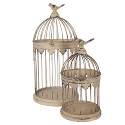 Clayre & Eef Bird Cage Decoration Set of 2  Ø 32x60 / Ø 23x40 cm Brown Metal