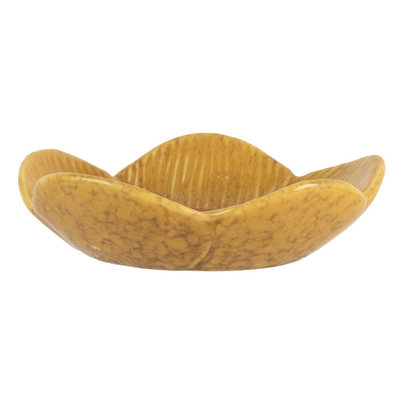 Clayre & Eef Decorative Bowl Flower Ø 14x3 cm Yellow Ceramic