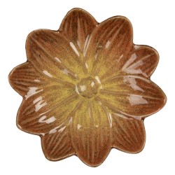Clayre & Eef Decorative Bowl Flower Ø 14x3 cm Orange Ceramic