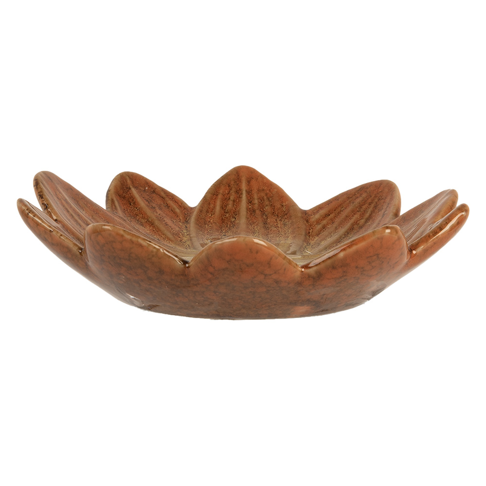 Decoratie Schaal Bloem Ø 14X3 Cm Oranje Keramiek-image