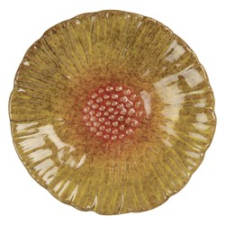 Clayre & Eef Decorative Bowl Flower Ø 14x3 cm Yellow Ceramic