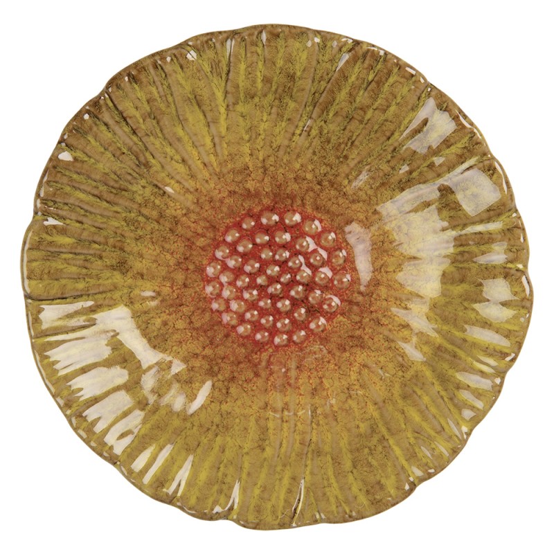 Clayre & Eef Decorative Bowl Flower Ø 14x3 cm Yellow Ceramic