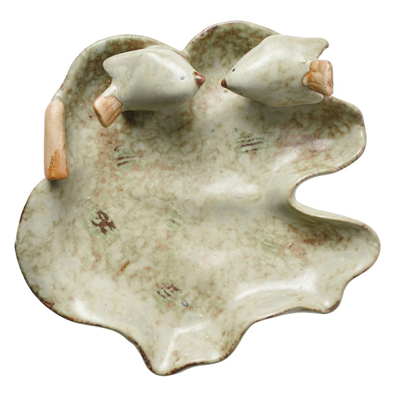 Clayre & Eef Decorative Bowl Leaf 16x16x5 cm Green Ceramic