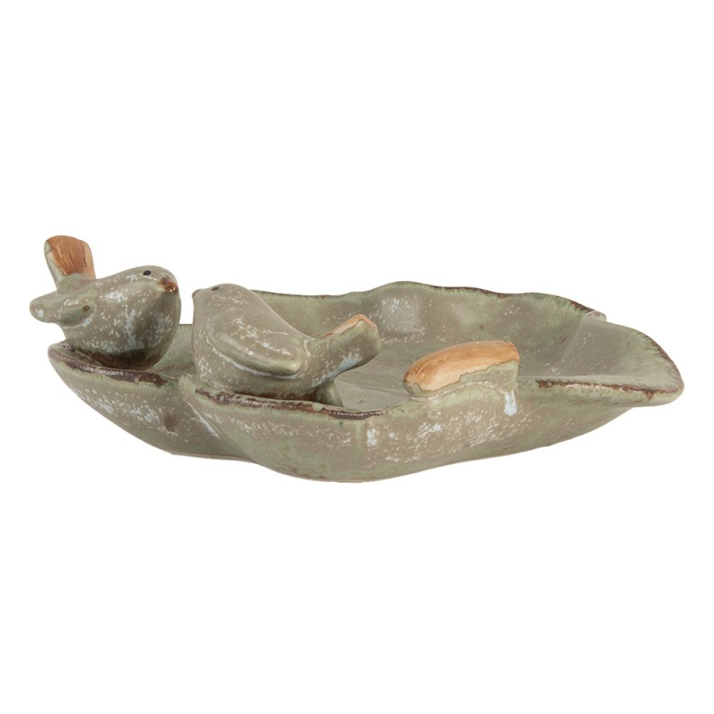 Clayre & Eef Decorative Bowl Leaf 16x16x5 cm Green Ceramic