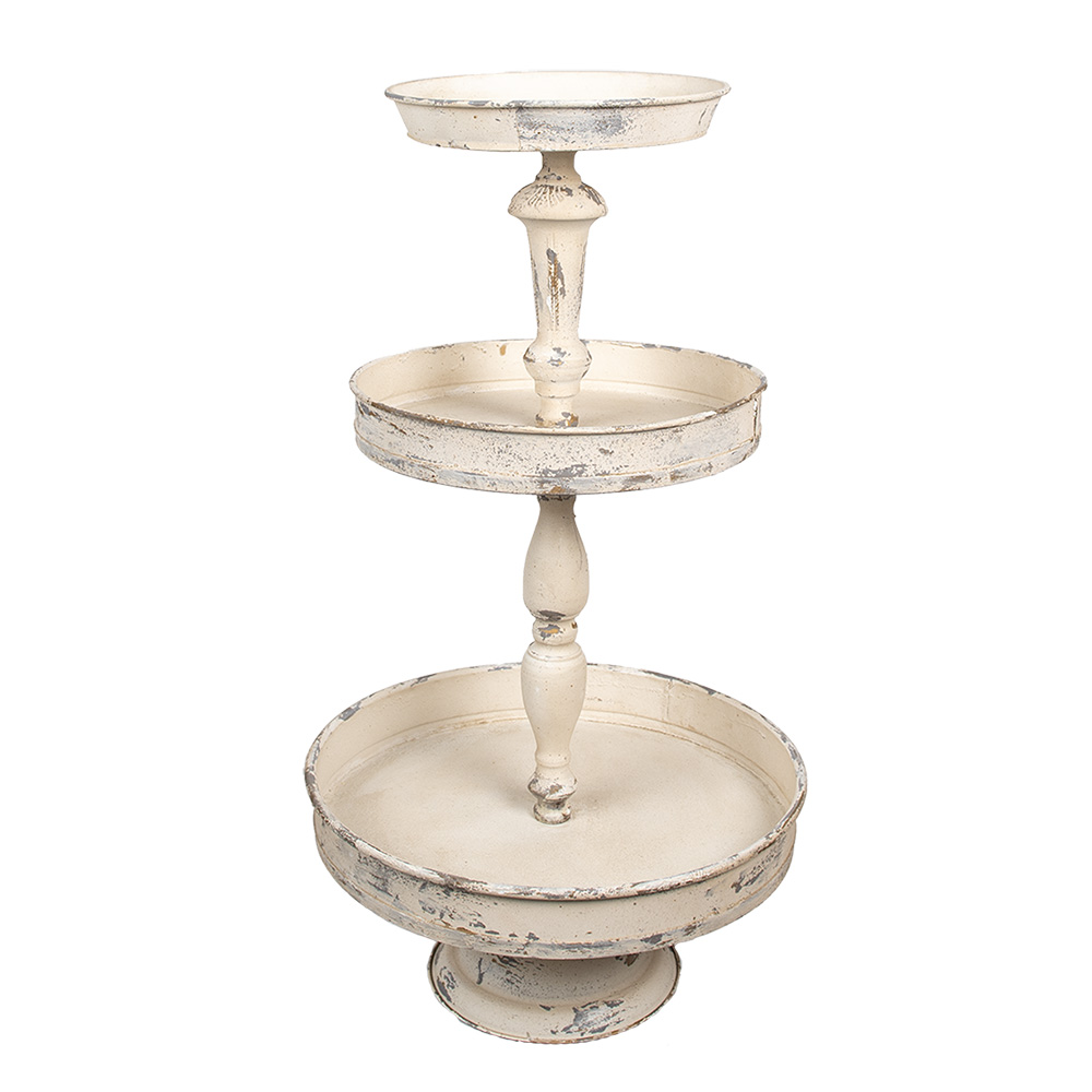 Clayre&Eef Etagère 3 laags Ø 42x75 cm Beige Metaal afbeelding