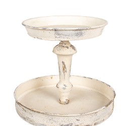 Clayre & Eef 3-Tiered Stand Ø 42x75 cm Beige Metal